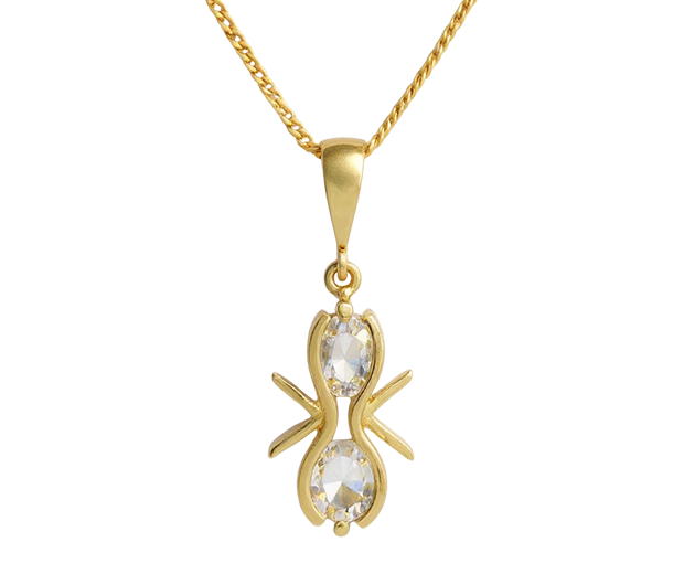 18KT GOLD PENDANT SET WITH 02 WHITE SAPPHIRES 